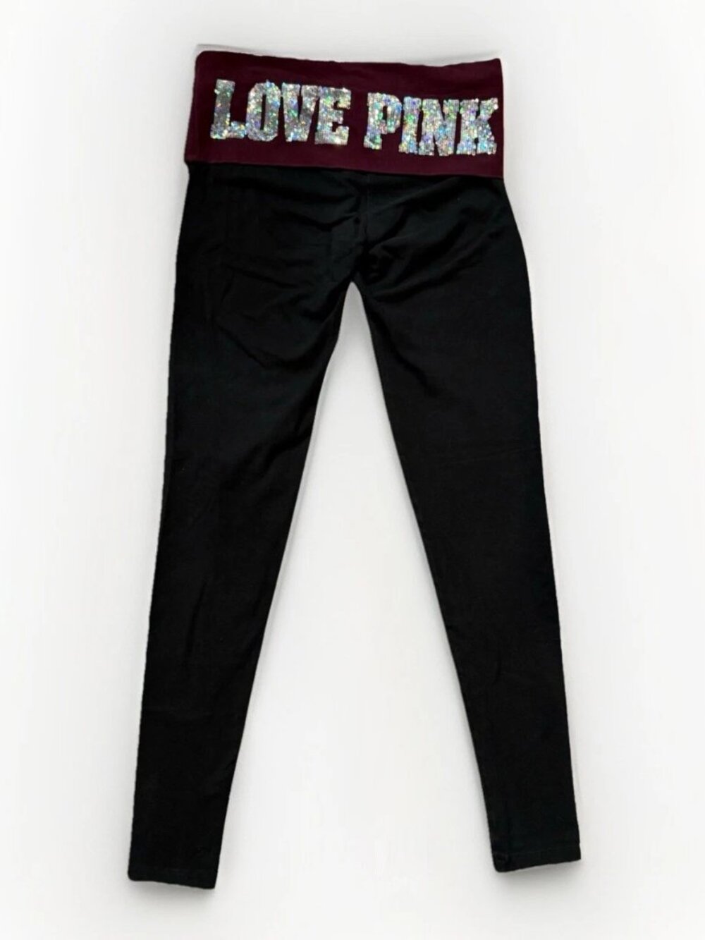 Y2K VTG Fold Over Victoria’s Secret Pink Sequin Yoga Pants Size XS